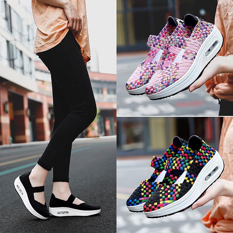 Giày YOZOH dạng dệt đế cao sành điệu cho nữ size 35-44 -h91 | BigBuy360 - bigbuy360.vn