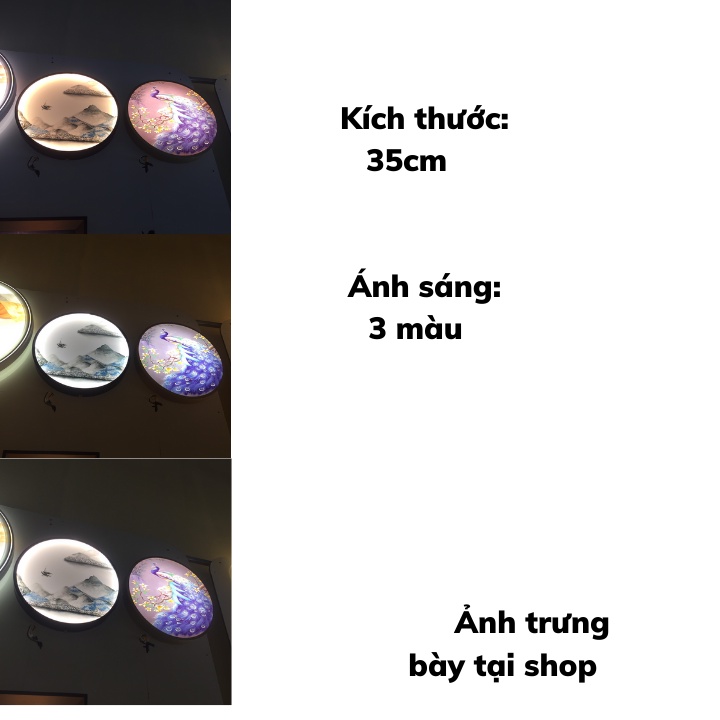 Đèn tranh led tròn 3D cao cấp, đèn tường, đèn trang trí