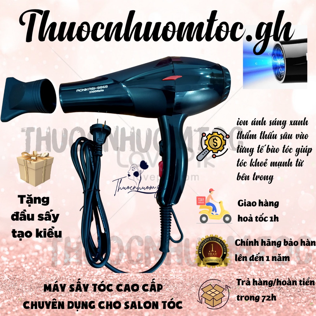 Máy sấy tóc công suất lớn chuyên dụng cao cấp AONIKASI 8868, máy sấy tóc chính hãng 2300w Thuocnhuomtoc.gh