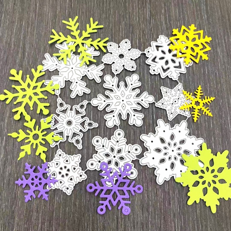 QQ Khuôn Cắt Giấy Kim Loại Họa Tiết Bông Tuyết Xinh Xắn Dùng Trang Trí Thiệp Sổ Tay DIY