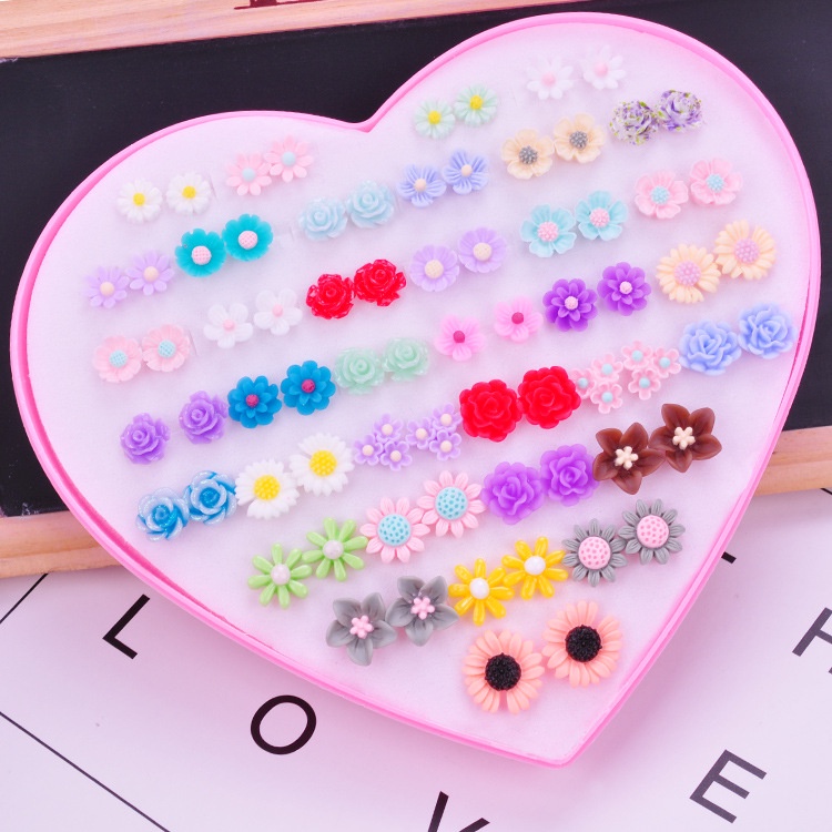 (SEY) Bộ Khuyên Tai Xỏ Bằng Đất Sét Hình Hoa Quả Handmade Phong Cách Trẻ Em