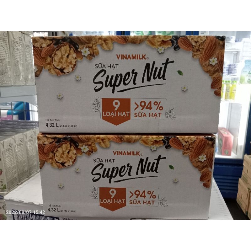 HSD10.06.2024Thùng 24 hộp Sữa 9 Loại Hạt Supper NUT Vinamilk Ít Đường hộp 180ml