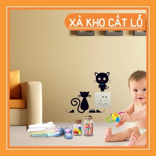R56 Miếng dán tường trang trí công tắc hình mèo dễ thương