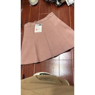 Chân váy da lộn xếp ly QC