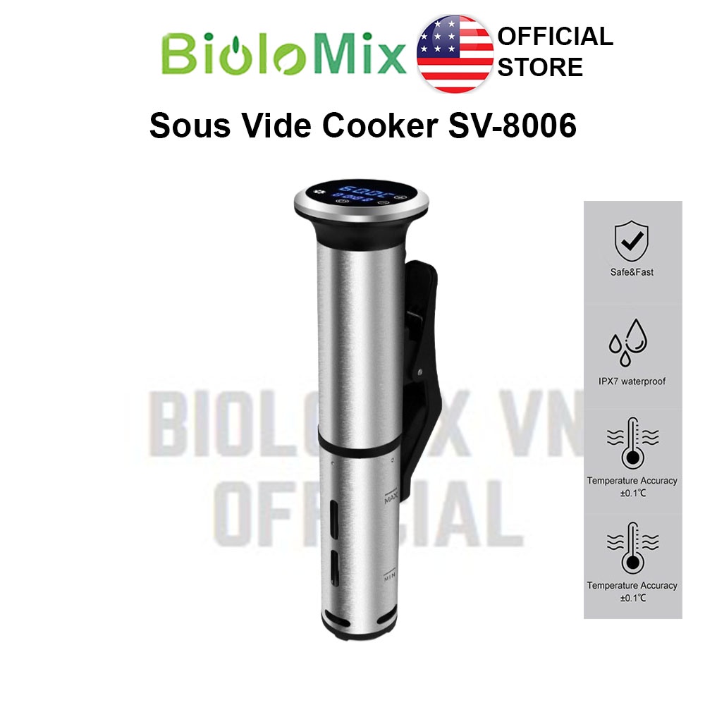 [BioloMix Brand] Máy nấu chậm Sous vide BioloMix SV-8006 công suất 1200W màn hình điều khiển chính xác kỹ thuật số LED