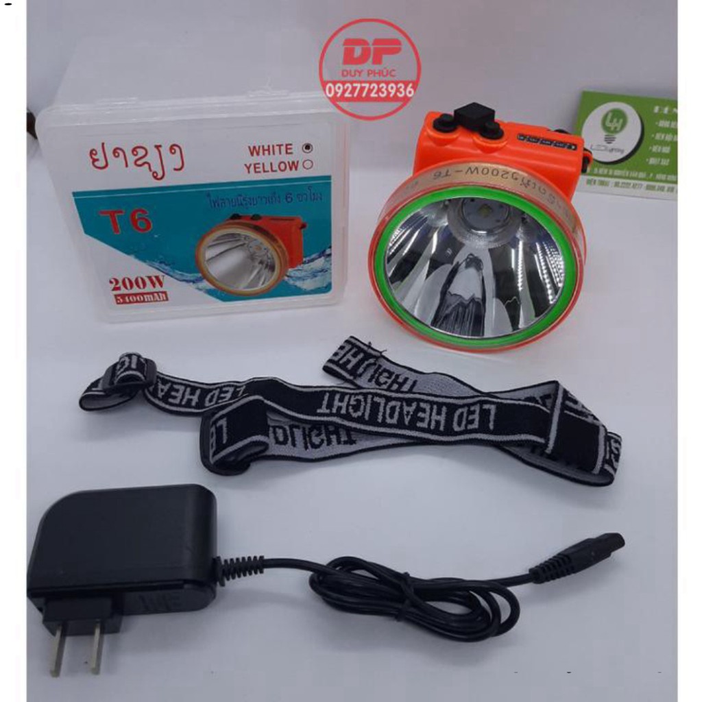 ĐÈN PIN ĐỘI ĐẦU LED HÀNG THÁI SIÊU SÁNG 200W CHIẾU XA T6 VÀ T8 – LẶN NƯỚC SÂU 50M