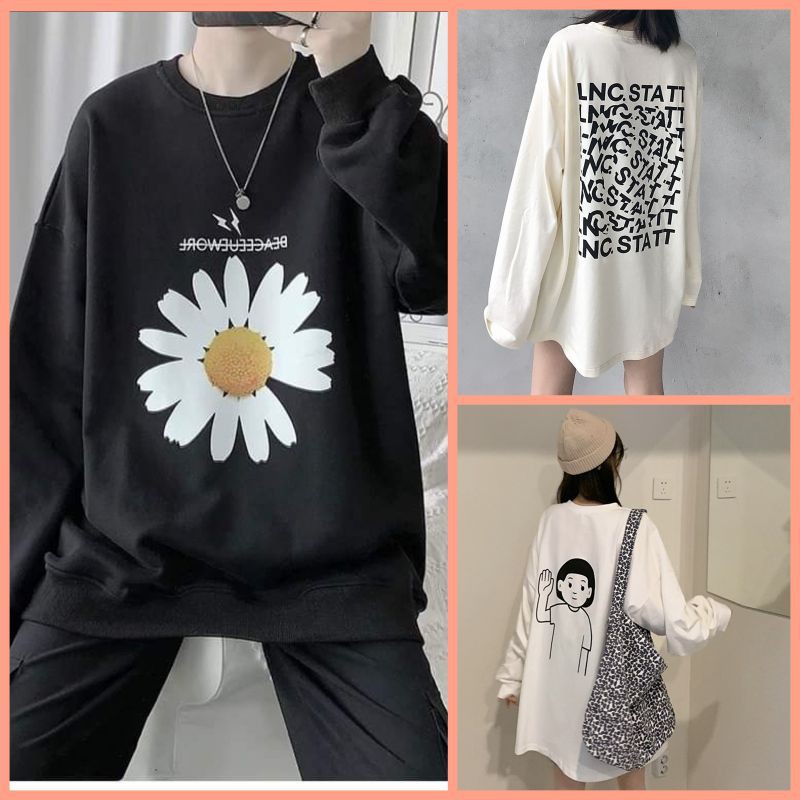 Áo phông rộng tay dài cúc đen + trawngz
