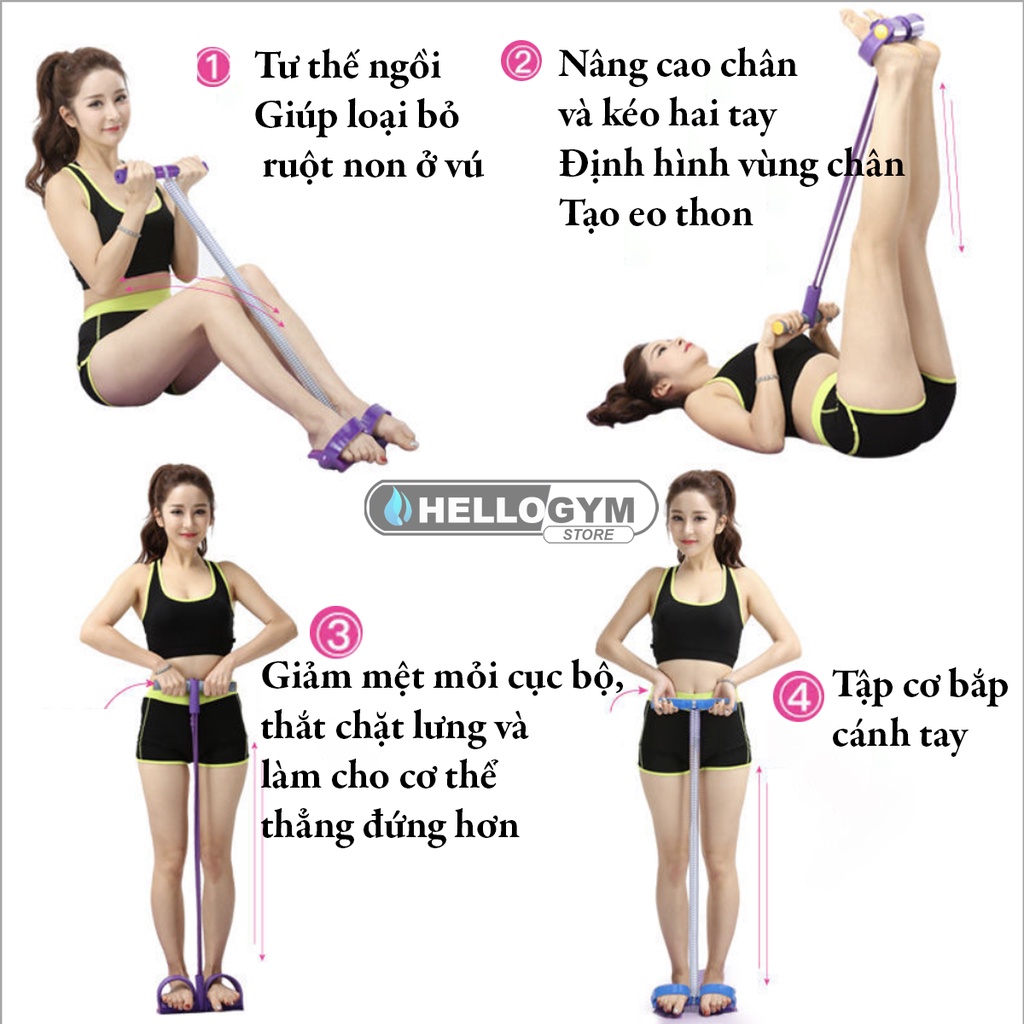 Dây Kéo Đàn Hồi HelloGym Lò Xo Thép Siêu Bền Tummy Trimmer Dụng Cụ Tập Gym Cơ Bụng, Tay, Eo, Lưng Tại Nhà