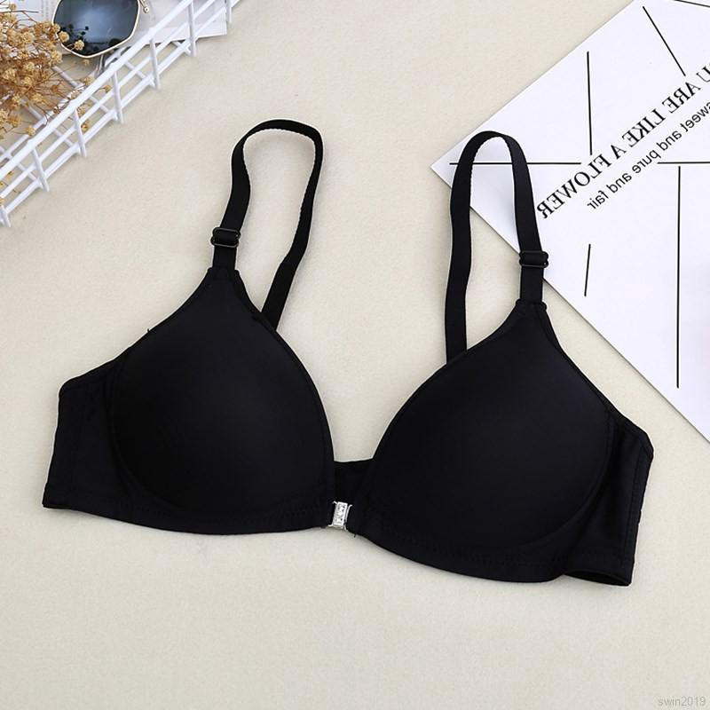 Áo Ngực Có Đệm Nâng Ngực Gài Khóa Mặt Trước Vải Mỏng Trơn Mịn Không Đường May Gợi Cảm Dành Cho Bạn Nữ