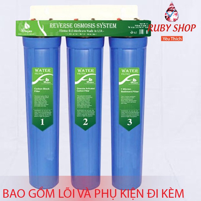 [Mã ELMS5 giảm 7% đơn 300K] Bộ Lọc Thô 3 ly 20in ( 3 xanh)( ren phi 27)