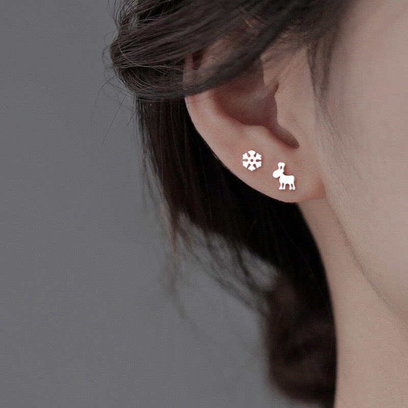 Set khuyên tai bạc 925 tuần lộc xinh xắn đáng yêu Dế Bạc - K5964