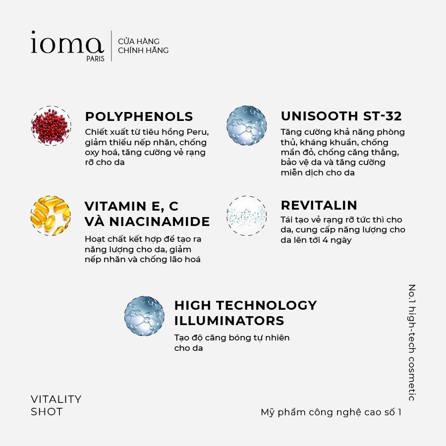 Tinh chất chống lão hóa, bảo vệ làn da toàn diện IOMA PARIS Vitality Shot 30ml