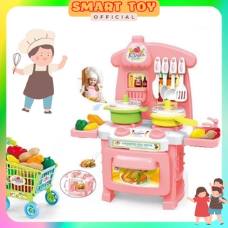 Bộ đồ chơi nấu ăn nhà bếp kèm xe đẩy cho bé vui chơi, nhiều chi tiết, nhựa an toàn, bộ nấu ăn dành cho bé gái