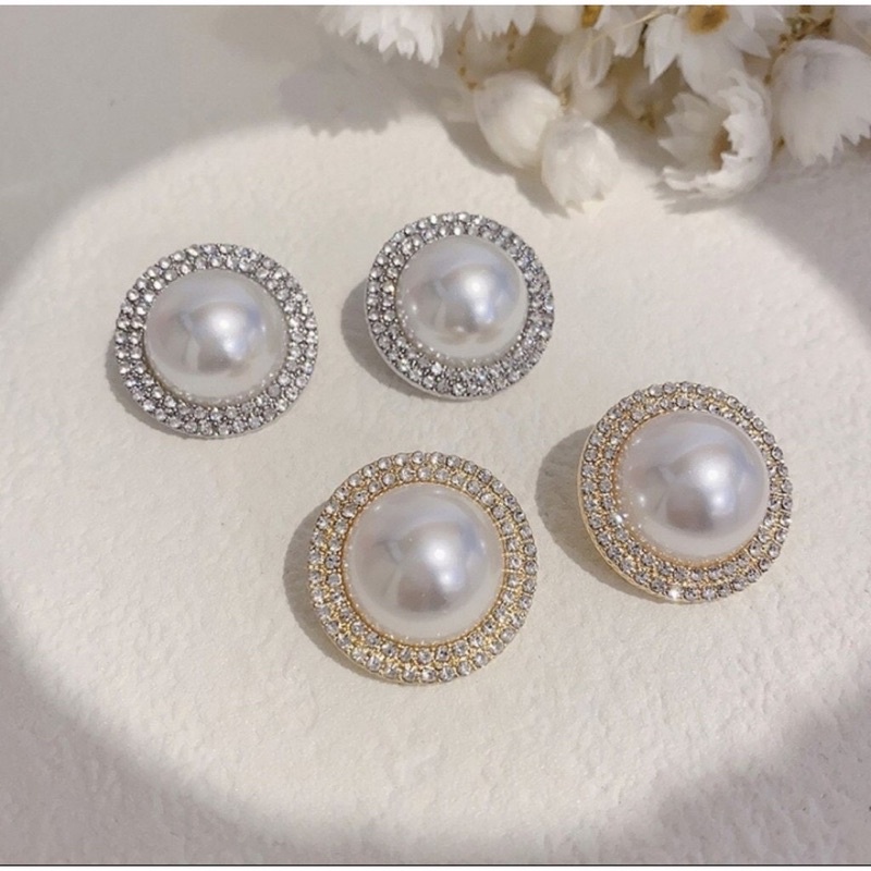 Khuyên tai đính đá lấp lánh phong cách Retro cao cấp / Bà Tổng Phụ Kiện