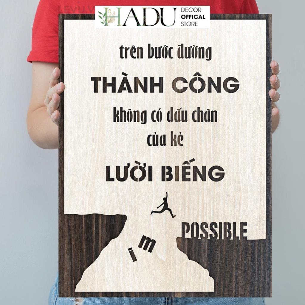 Tranh slogan gỗ treo tường tạo động lực khắc laser khẩu hiệu công ty doanh nghiệp 40x55cm - HaduDecor