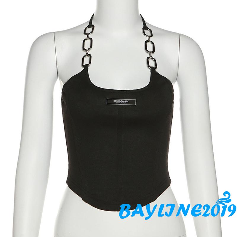 Áo Lửng Hai Dây Cổ Yếm Không Tay Hở Lưng Thời Trang Mùa Hè Dành Cho Nữ