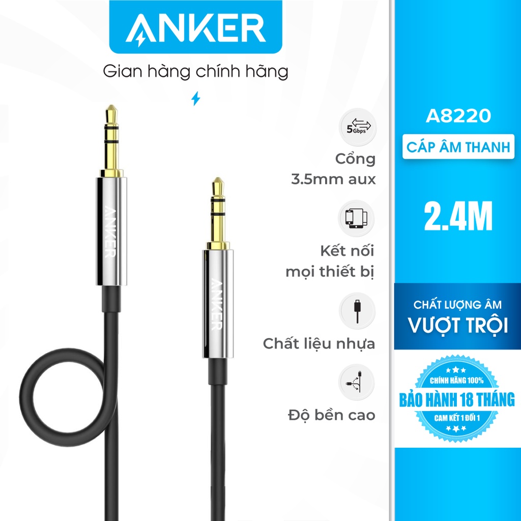 Cáp âm thanh ANKER dài 2.4m - A8220