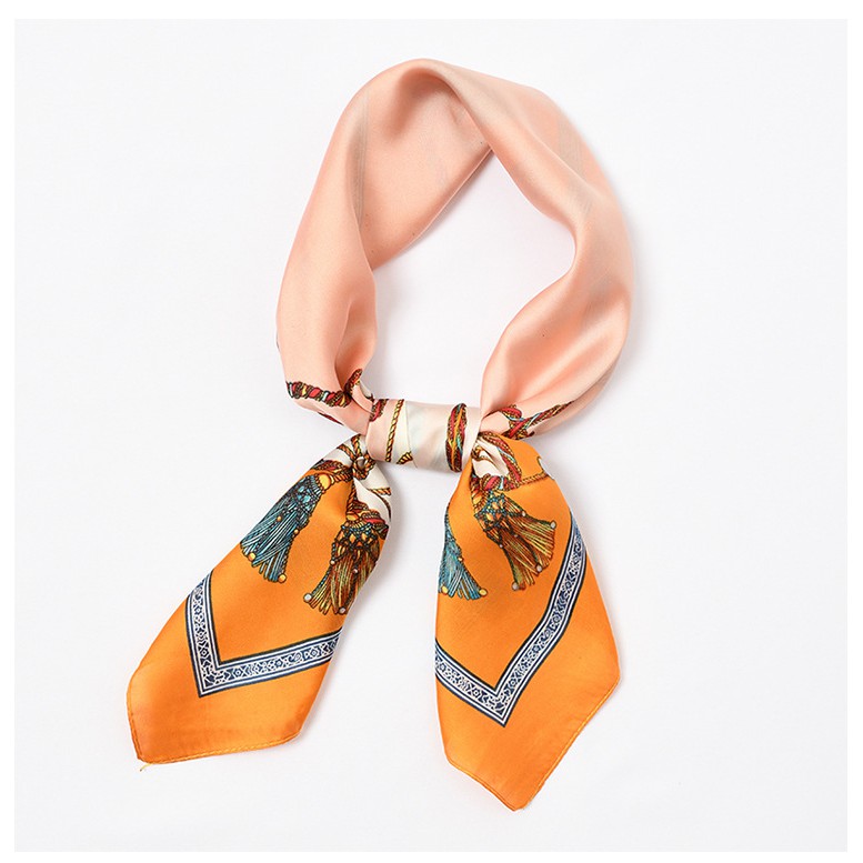 Khăn lụa vuông thắt nơ cổ bản 70x70cm