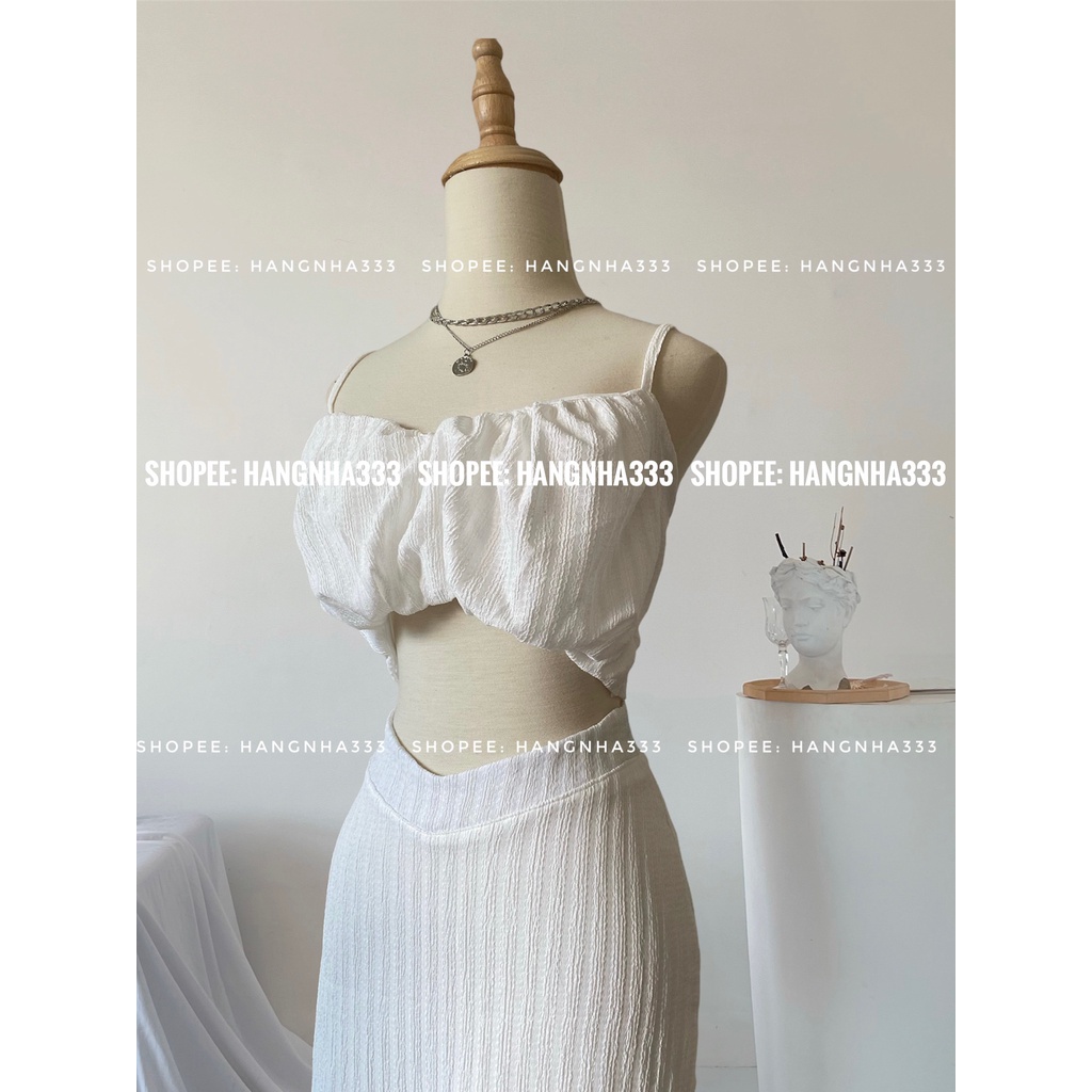 BACHHOAXINH || Set áo dây + Chân váy dài eo V form đuôi cá 2 LỚP đi biển cực xinh