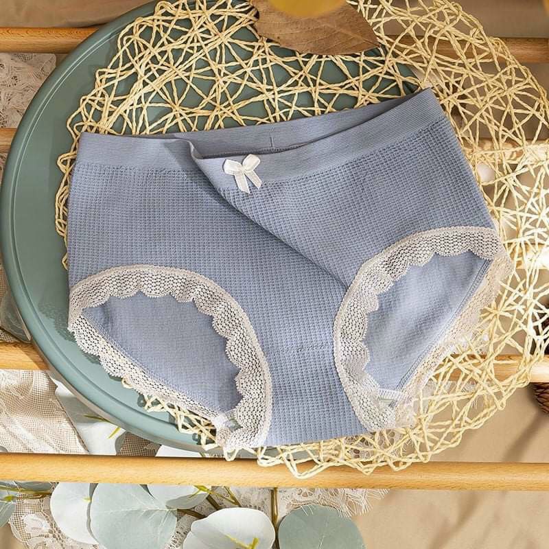 Quần Lót Nữ Cotton Kháng Khuẩn Đính Nơ Viền Ren Dễ Thương 032