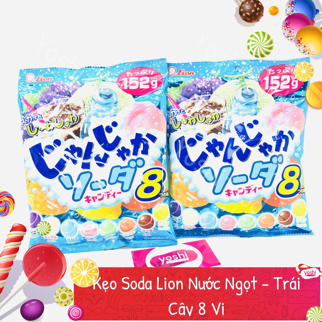 [Mã 44FMCGSALE1 giảm 0.1 đơn 250K] Kẹo Soda Trái cây Lion 8 Vị - Nhật Bản