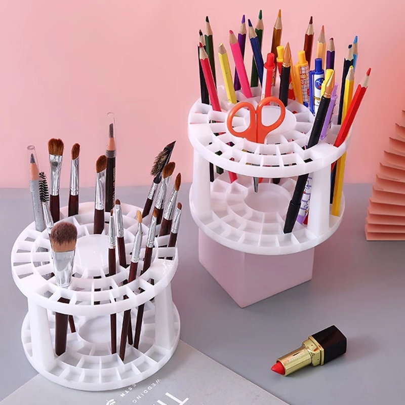Giá Đỡ Cọ Trang Điểm Hình Tròn Bằng Nhựa Tiện Dụng