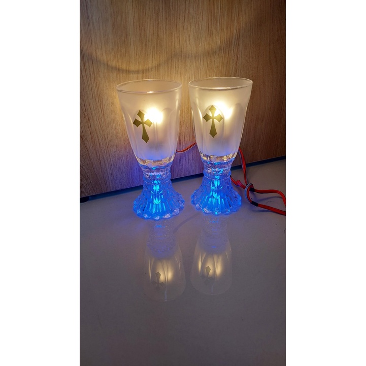Cặp đèn công giáo ly thủy tinh 15cm đèn công giáo - đèn thờ gia đình công giáo