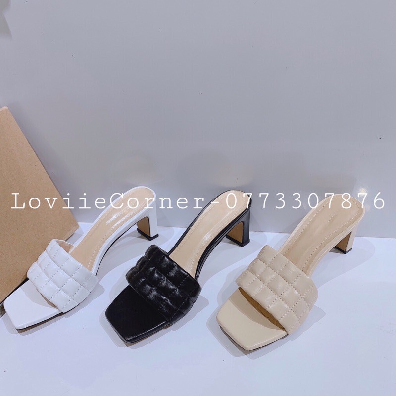 DÉP CAO GÓT LOVIIECORNER - GUỐC NỮ 5CM - DÉP 5 PHÂN ĐẾ VUÔNG - GUỐC QUAI NGANG TRẦN CHỈ - DÉP NỮ QUAI NGANG 5CM D200344