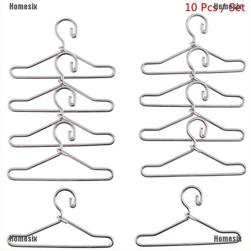 [HoMSI] 10Pcs 1/8 1/12 Dollhouse Miniature Hangers Clothes Doll Wardrobe Accessory SUU