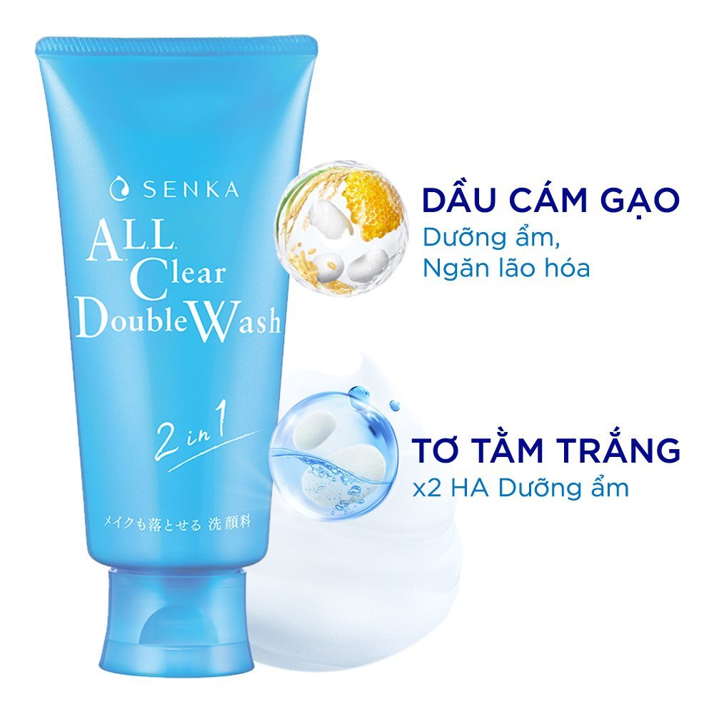 Sữa Rửa Mặt Tẩy Trang Senka Làm Sạch Bụi Bẩn Double Wash 2In1 120g