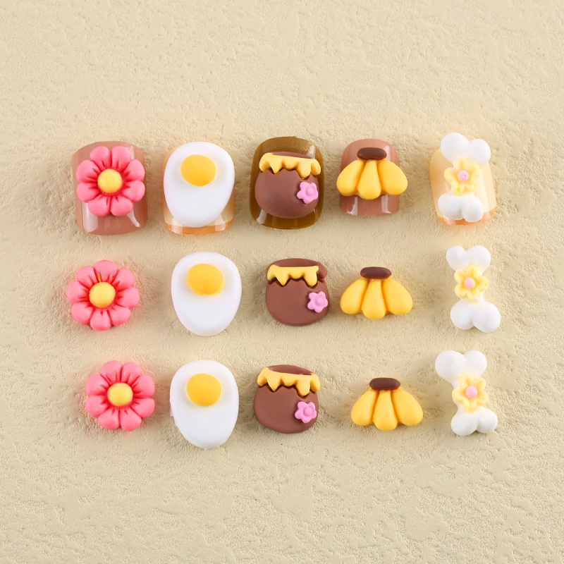 Set 20 Phụ Kiện Trang Trí Móng Tay 3D Hình Quả Trứng / Chuối Hoạt Hình Dễ Thương