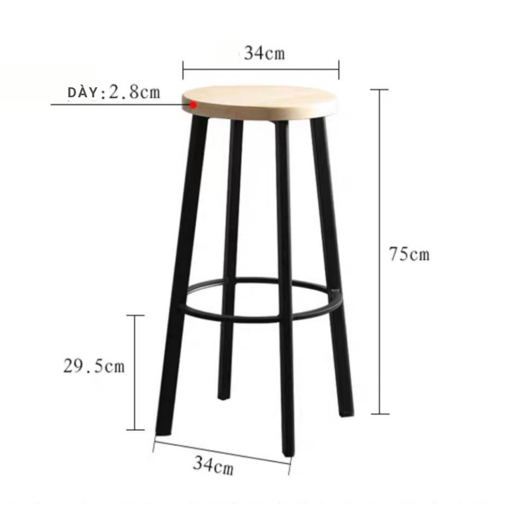 Ghế Quầy Bar-Quầy Thu Ngân,Ban Công (Gỗ Cao Su 100%)Dùng Cho Các Quán Nước, Trà Sữa,Quán Bar