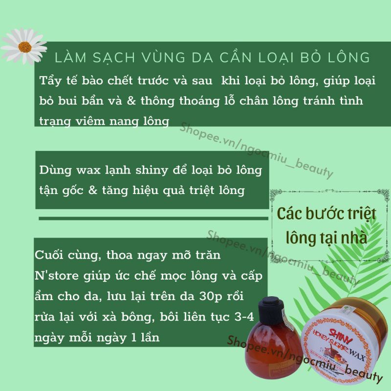 Combo Mỡ trăn triệt lông N store & Wax lông Shiny handmade 250g triệt lông tại nhà