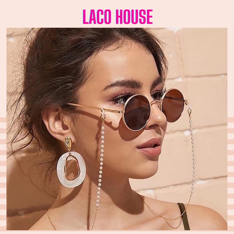 Dây đeo kính, khẩu trang, airpod đính hạt ngọc lacohouse J80