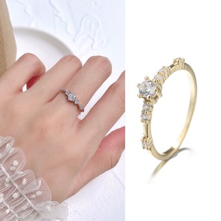 Nhẫn đính hôn nữ mạ vàng 14k đính kim cương nhân tạo