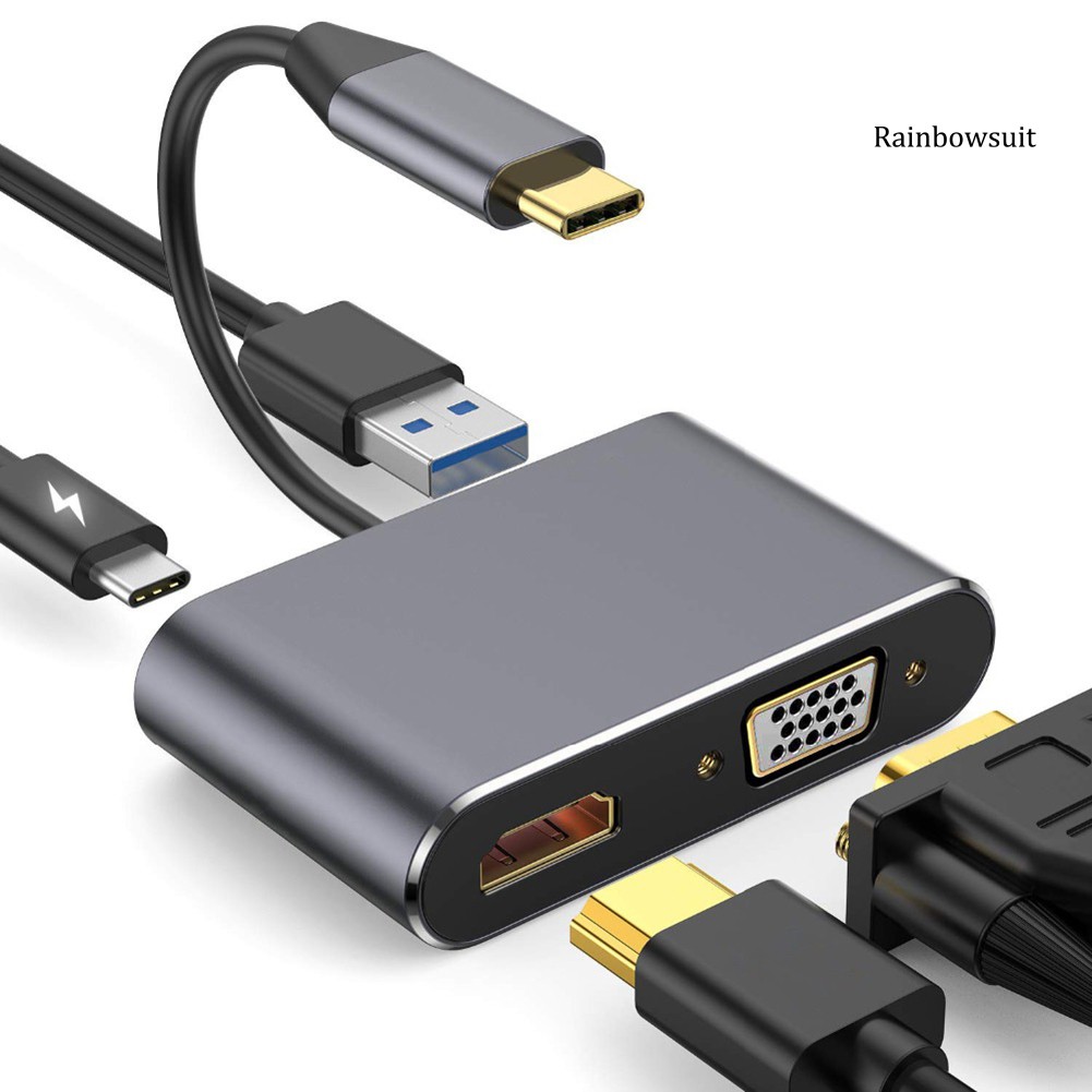 Bộ Chia Cổng Âm Thanh / Hình Ảnh Từ C Sang Hdmi 4k Vga Usb 3.0