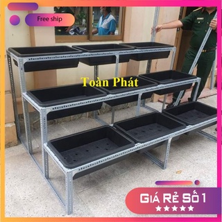Kệ khung sắt v lỗ bậc thang trồng rau V4 _3 tầng chứa được 9 khay( 65x43x15cm; 65 x42x15cm...)