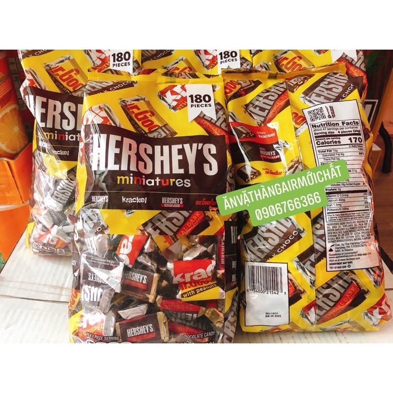 Socola Hershey’s Miniatures Mỹ Gói 180 Viên - 1.58 kg