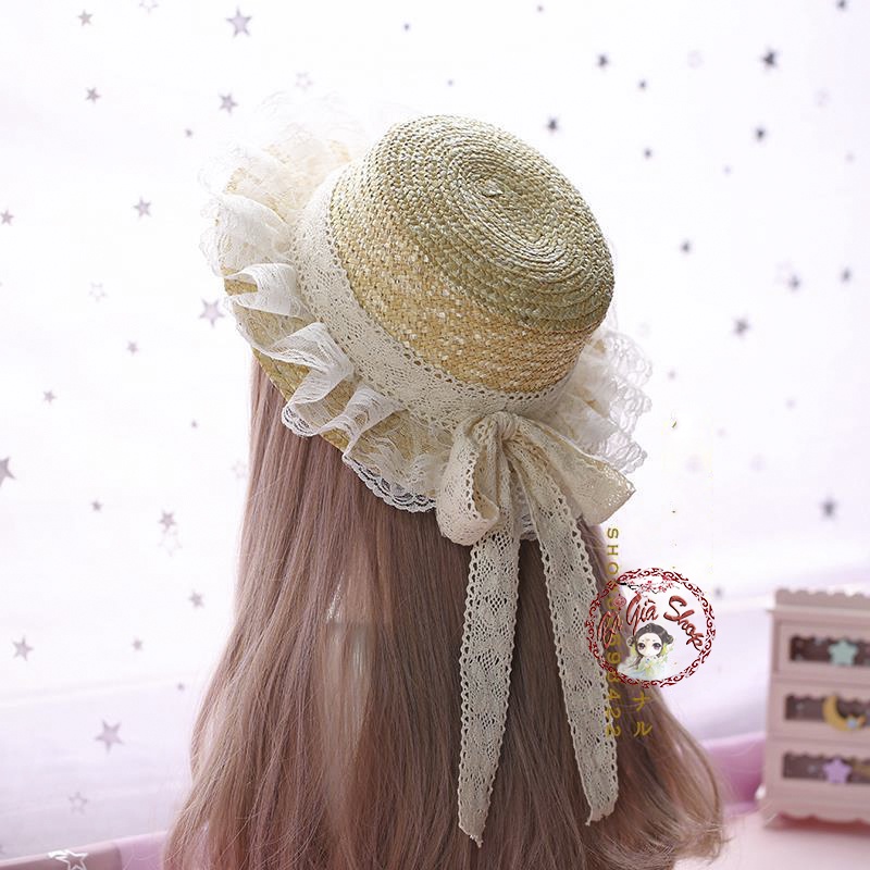 (Người lớn) Mũ nón cói mũ viền ren loli