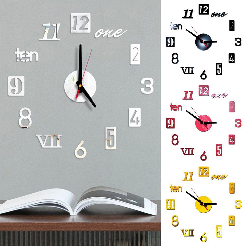 CONOPERY Đồng Hồ Dán Tường Tự Dính Không Ồn Trang Trí Nhà Cửa Thời Trang