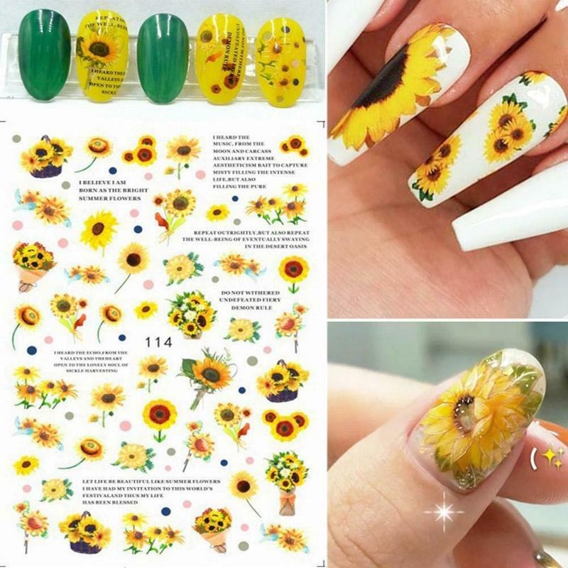 [Hàng mới về] Hình dán trang trí móng tay họa tiết hoa hướng dương xinh xắn