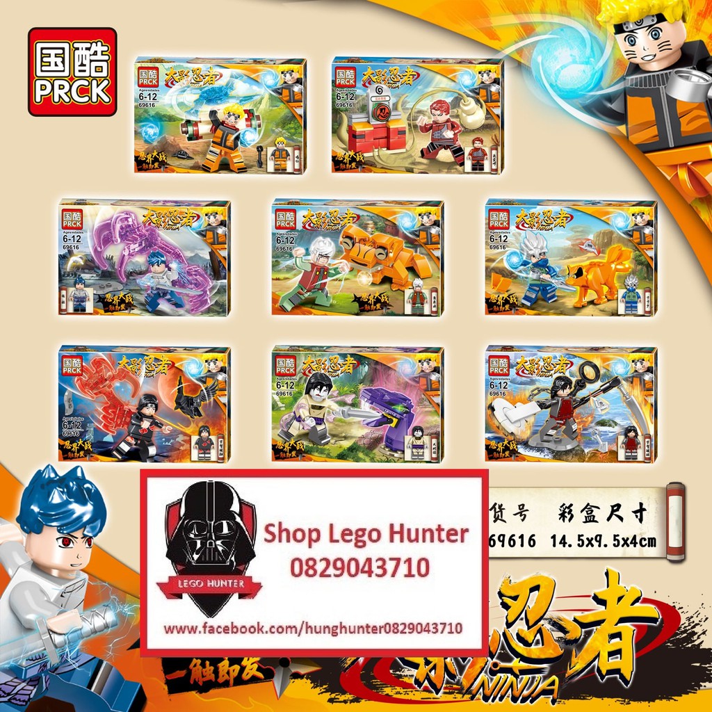 PRCK 69616 Minifigures Naruto combo 8 nhân vật kèm các vỉ thú được triệu hồi