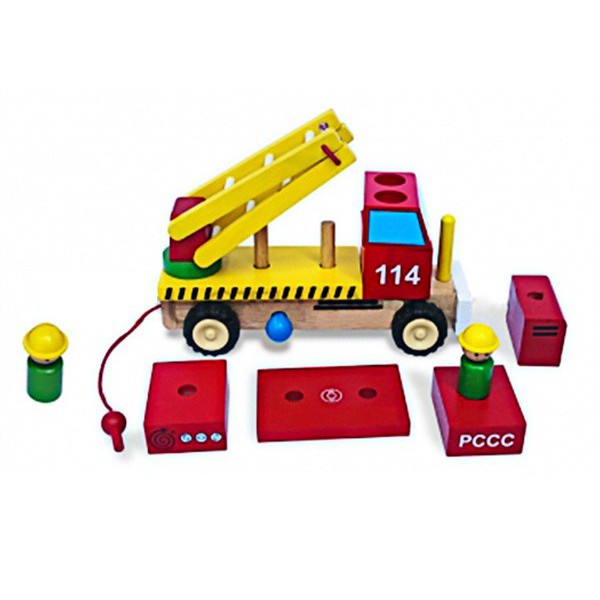 Đồ chơi gỗ Winwintoys - Xe thang lắp ráp, đồ chơi thông minh cho bé trai.