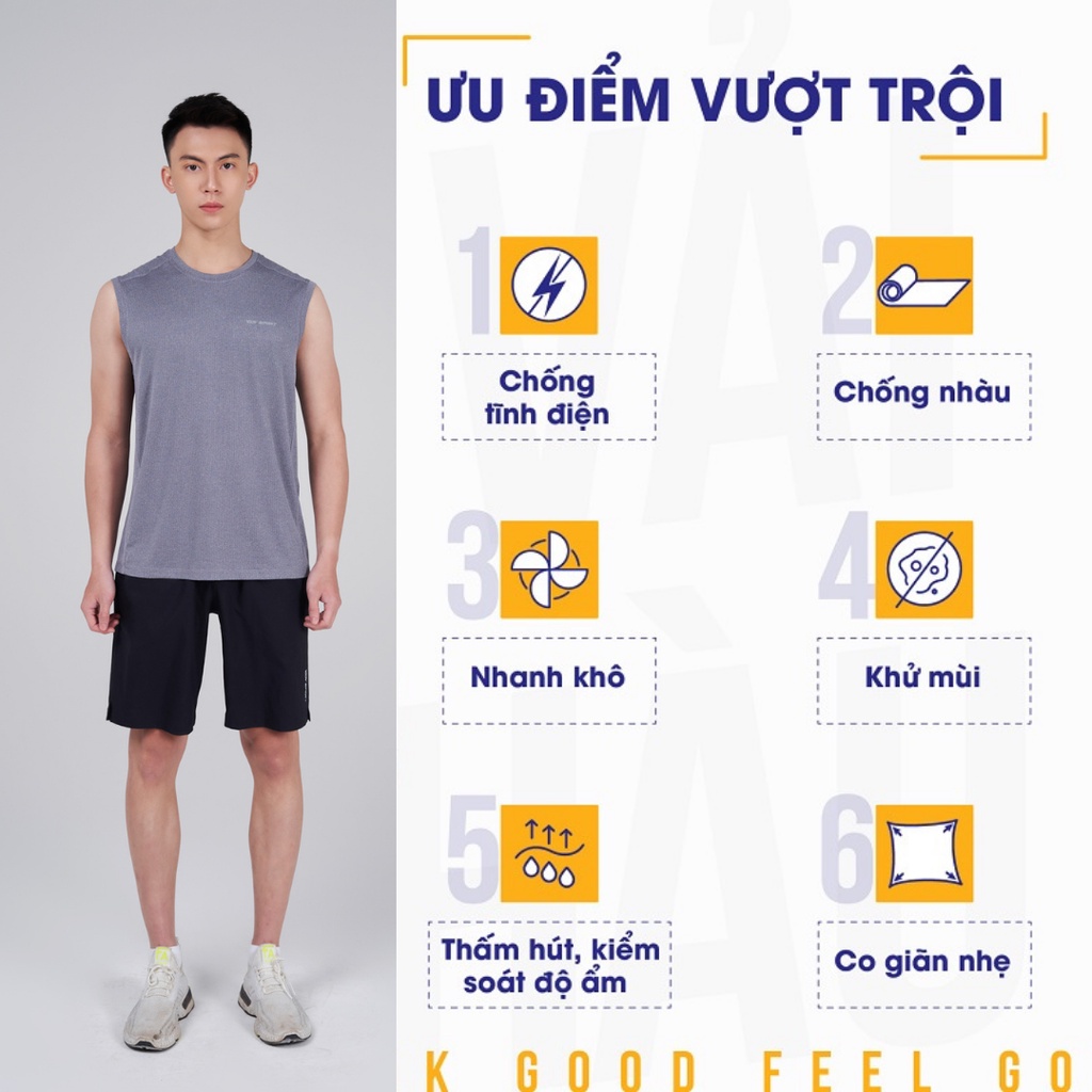 Áo ba lỗ nam YODY, áo t-shirt tanktop nam thể thao năng động thoáng mát thấm hút mồ hôi STM5071