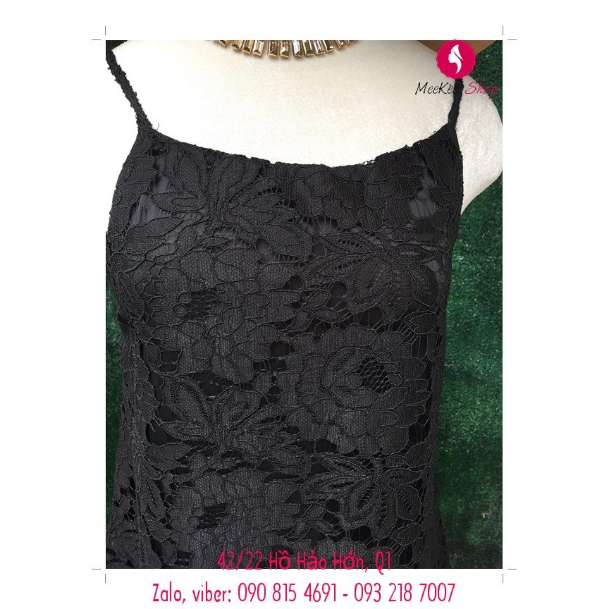 Đầm maxi ren 2 dây đen