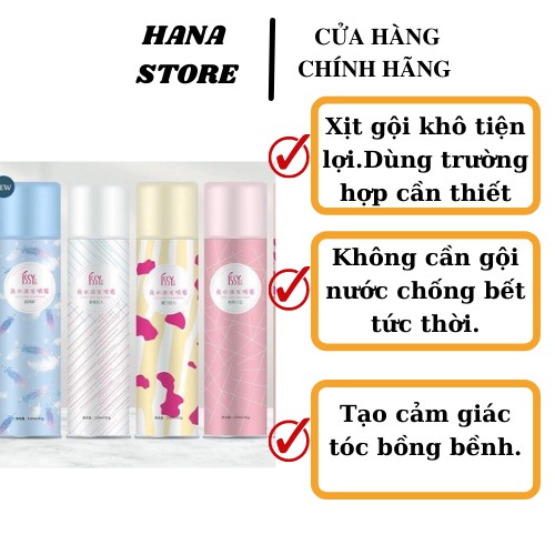 Xịt Gội Đầu Khô ISSY Chăm sóc tóc Tơi Phồng Mềm chống bết Tóc Mỹ Phẩm Hana Nội Địa Trung