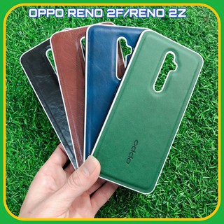 Ốp lưng OPPO RENO 2F / RENO 2Z giả da lưng cứng viền trắng in logo hãng cực đẹp