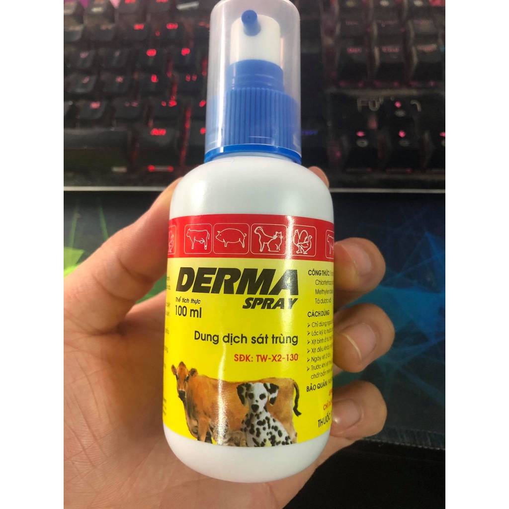 Chai Derma Spray 100ml - Xịt vết thương ngoài da chó mèo - Phụ kiện chó mèo-ShopPetAz