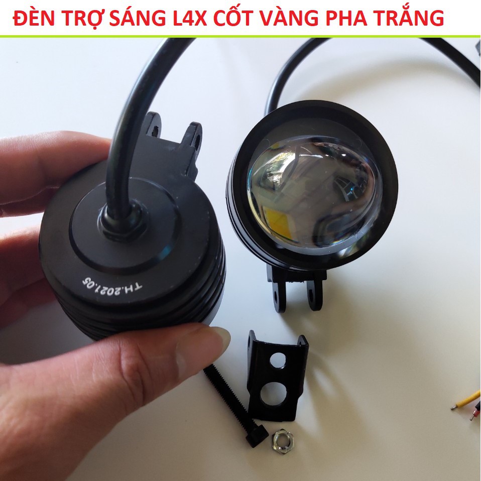 ĐÈN TRỢ SÁNG L4 BI CẦU 2 MÀU CỐT VÀNG PHA TRẮNG BMI LOẠI TỐT SIÊU SÁNG - TẶNG CÔNG TẮC