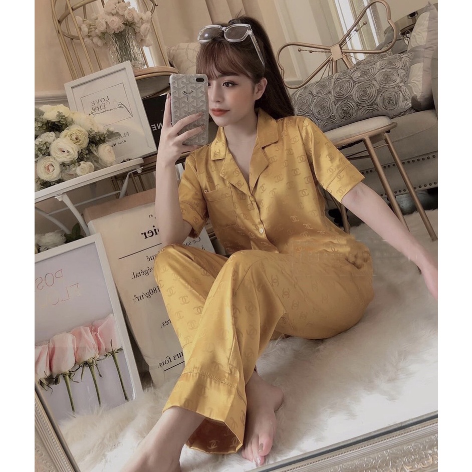 Đồ Bộ Pijama Lụa Satin Cao Cấp, Tay Ngắn, Quần Dài,Viền Thêu Chữ Ký [VIDEO ẢNH THẬT] - 𝑴𝑰𝑵𝑺𝑯𝑶𝑷 | BigBuy360 - bigbuy360.vn
